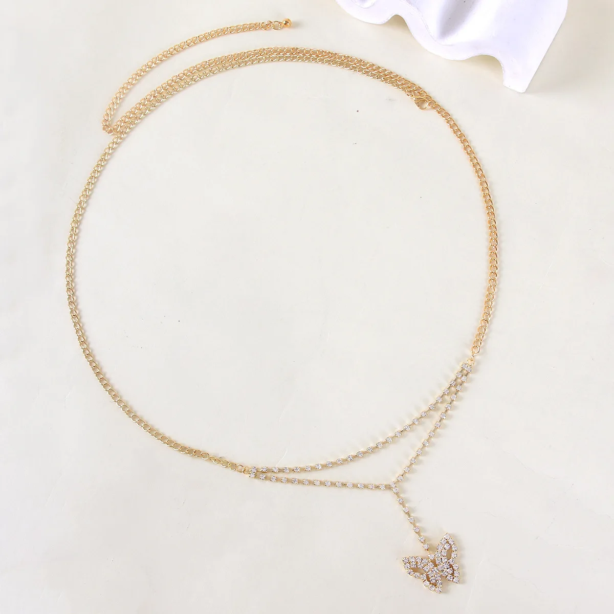 Charming Shiny Crystal Butterfly Pendant Belly Chain Waist Link Belt For Woman Summer Y2K Low Rise Jeans Body Jewelry Gift Hot