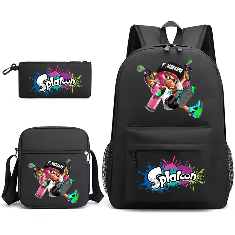 

Splatoon Backpacks Shoulder Bags Set Nylon Lightweight Schoolbag Pencil Case 3pcs Girls Boys Bookbag Back To School Gift Mochila