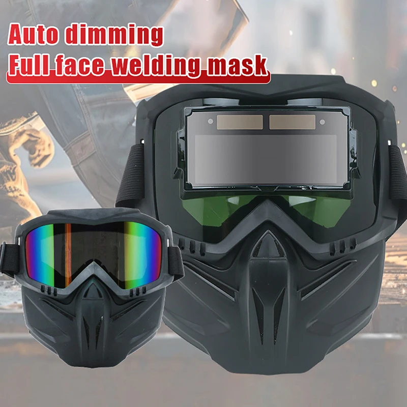 Auto Darkening Welding Glasses Work Protective Equipment Face Protector Adjustable Band Impact Resistant Welder Mask Face Shield