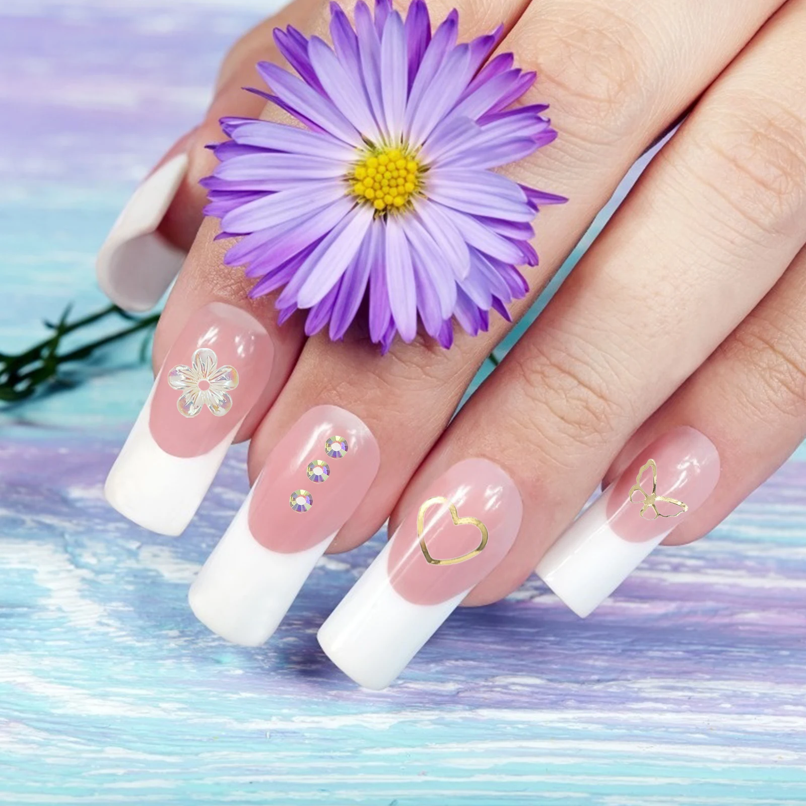 

4 Boxes Rose Flower Nail Art Charms Creative DIY Decoration 3D Flowers for Nails Manicure Nail Decoration 3D Flowers for Nails