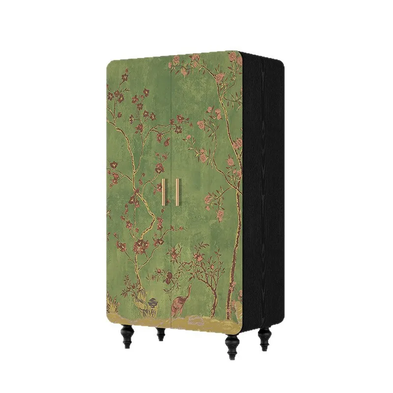 New Chinese-style retro wardrobe cloakroom large-capacity storage hanging clothes cabinet free installation solid wood painted