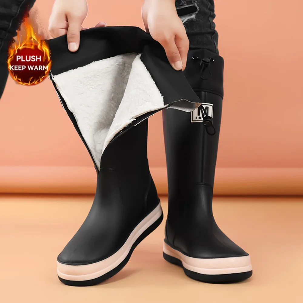 

Couple's Waterproof High-Cuff Rain Boots Fishing Work Shoes Durable Rubber Non-Slip Traction Long Shaft Unisex Outdoor Footwear