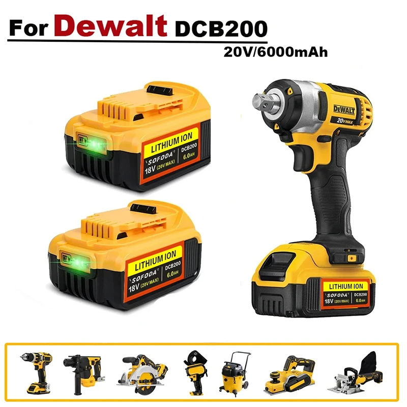 

Оригинальный литиевый сменный аккумулятор DCB200 18 в 6000 мАч для Dewalt 18 в DCB184 DCB200 DCB182 DCB180 DCB181 DCB182 DCB201 DCB206