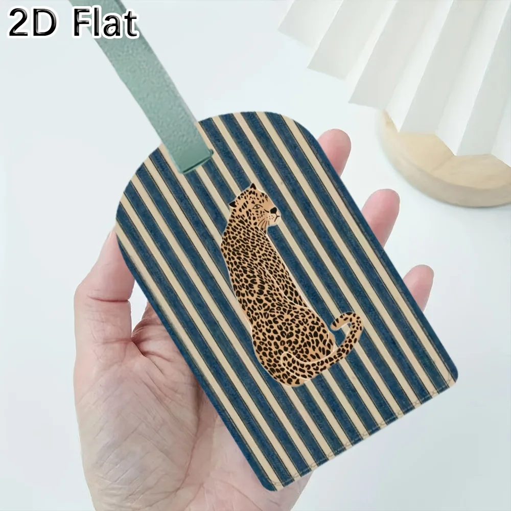 Cheetah Striped Pattern Luggage Tag Travel Suitcase Baggage Identifier Tag with Strap for Travel Additions Travel Essentials