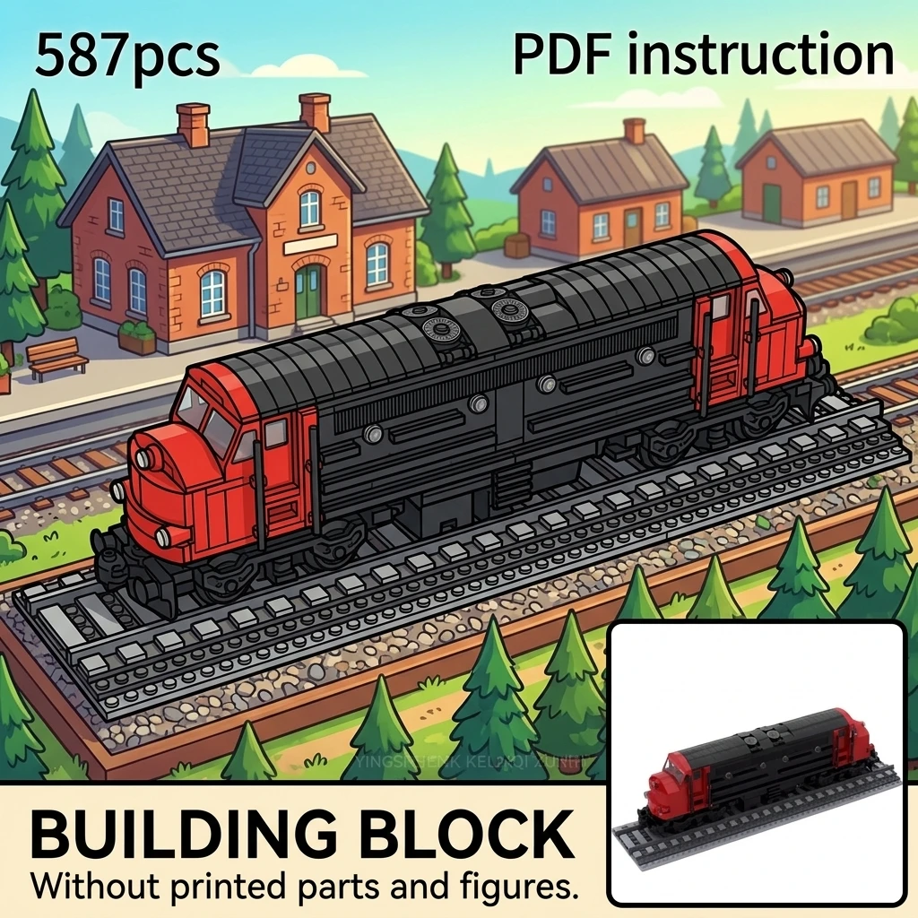 

MOC Classic European Diesel Locomotive Building Blocks Retro Railway Train Diorama Display Model Adult Collector Brick Set