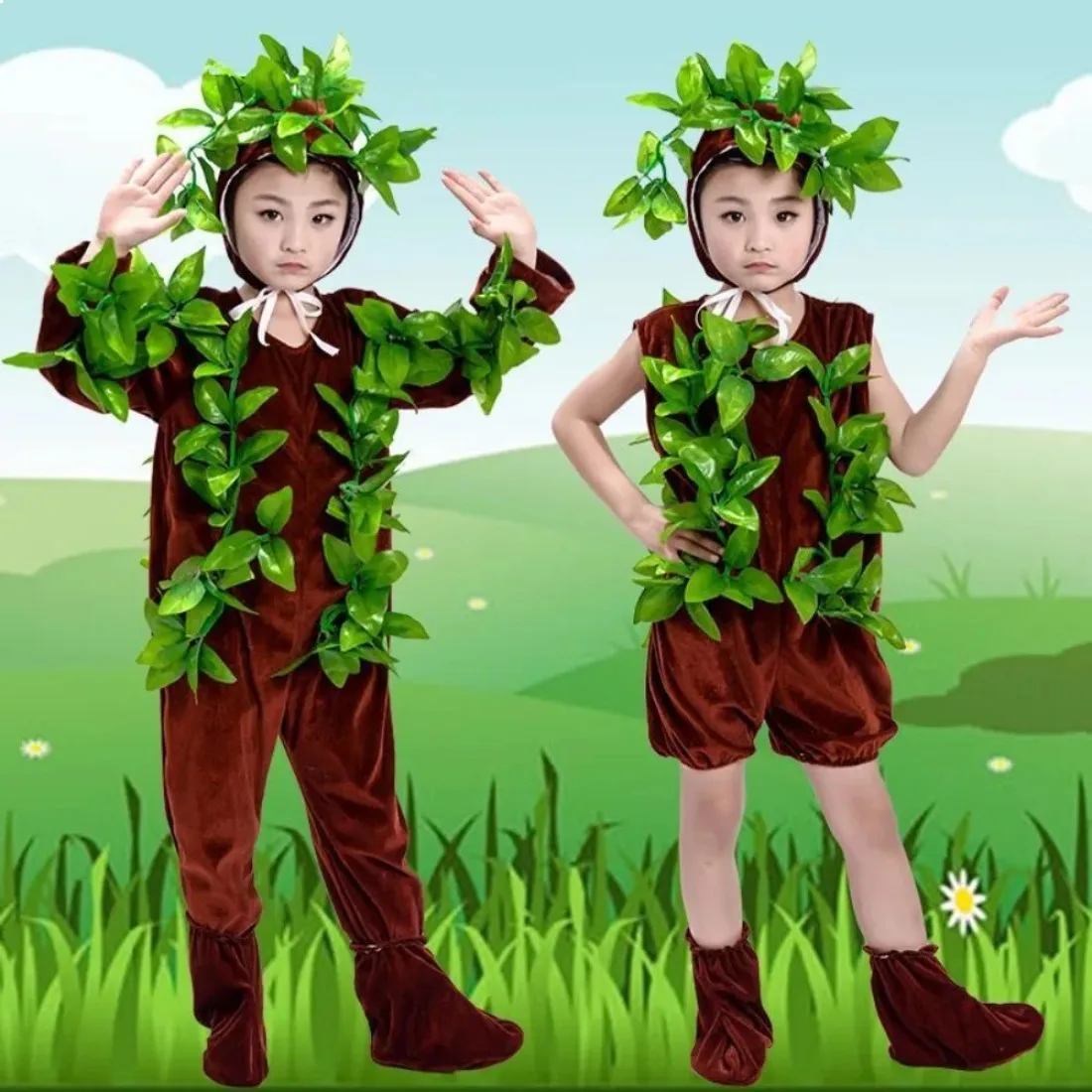 Children Tree Dance Costume - Pine Tree Performance Outfit for Boys and Girls, Tree Cosplay Costume for Christmas and Halloween