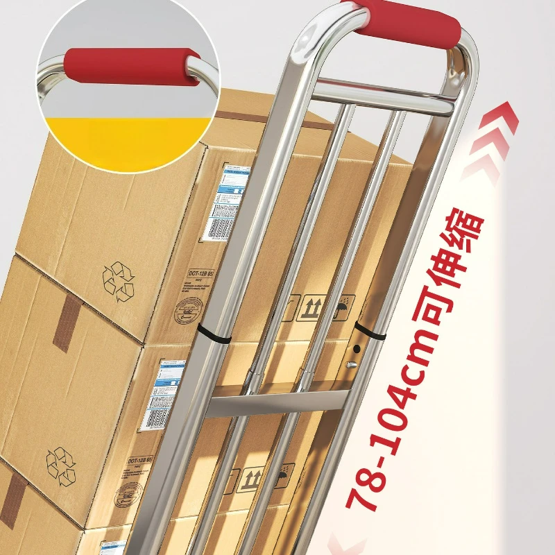 Thickened Electroplated Hand Cart Foldable Portable Luggage Trolley Pull Cart for Grocery Moving Home Travel Daily Use Trip Set