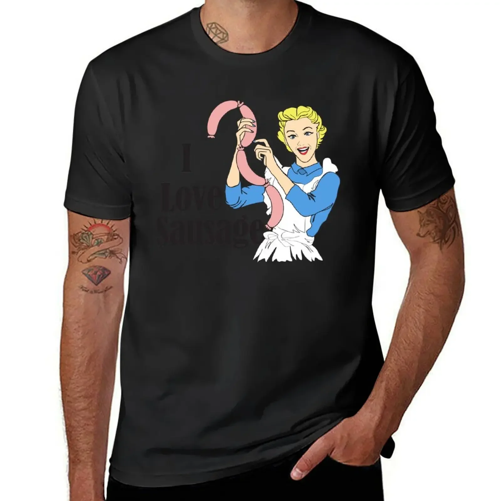 

I love sausage T-Shirt customizeds customs design your own funny shirt cotton funny gifts plain white t shirts men