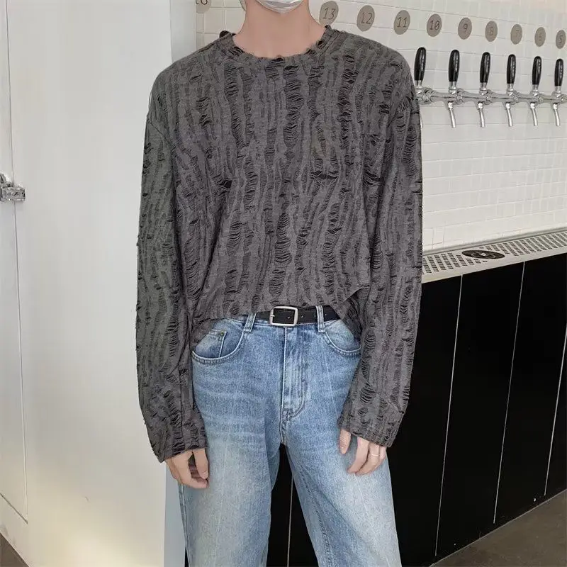 

Мужской пуловер с круглым вырезом, высококачественный брендовый забавный повседневный свитшот, эмо, весенняя футболка Xl, новые корейские роскошные мужские футболки