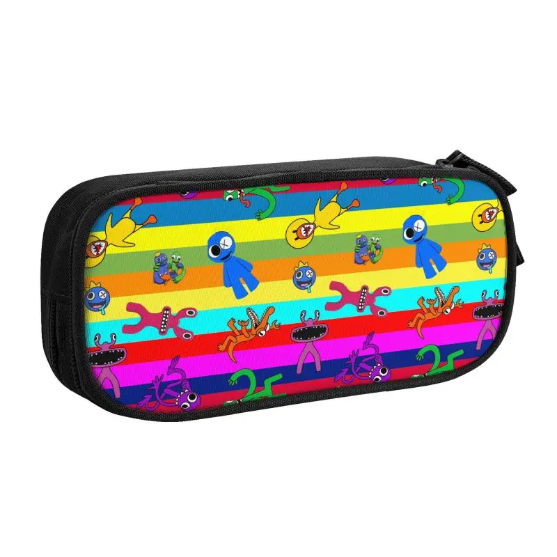 Custom Super Colorful Rainbows Friend Cute Pencil Cases Girls Boys Big Capacity Video Game Pencil Bag Pouch Students Stationery