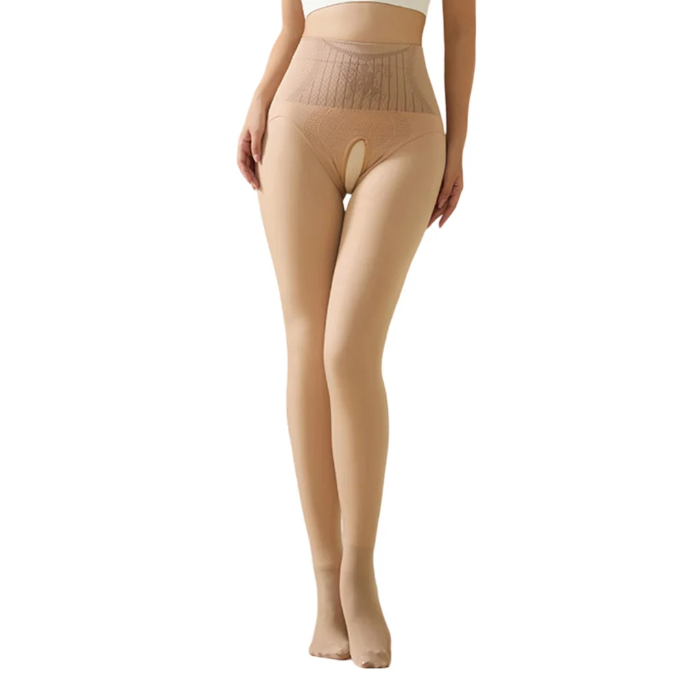 Nuevo artefacto de pierna desnuda para mujer más mallas de terciopelo pantimedias sexis con entrepierna abierta