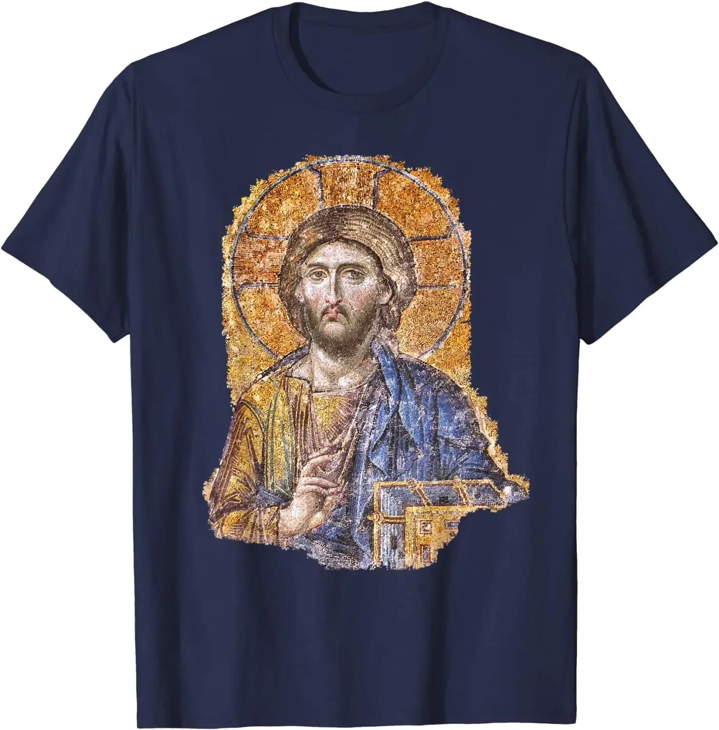 هاجيا صوفيا الكاثوليكية اليونانية الأرثوذكسية المسيح Pantocrator أيقونة تي شيرت 100% القطن س الرقبة قصيرة الأكمام الصيف عادية قميص رجالي