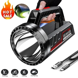 Mais poderoso p90 led searchlight 500m longo alcance recarregável luz de trabalho handheld acampamento luz lâmpada trabalho lanterna à prova dwaterproof água