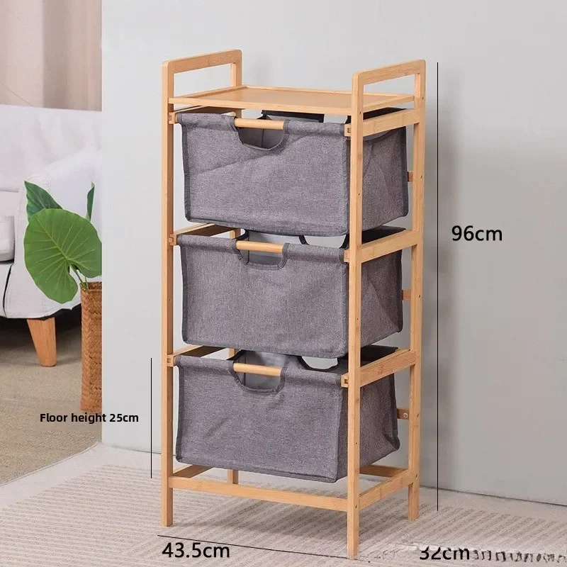 Dirty basket storage basket Bathroom bamboo fabric second and third layers classification Storage basket Snack toy storage box
