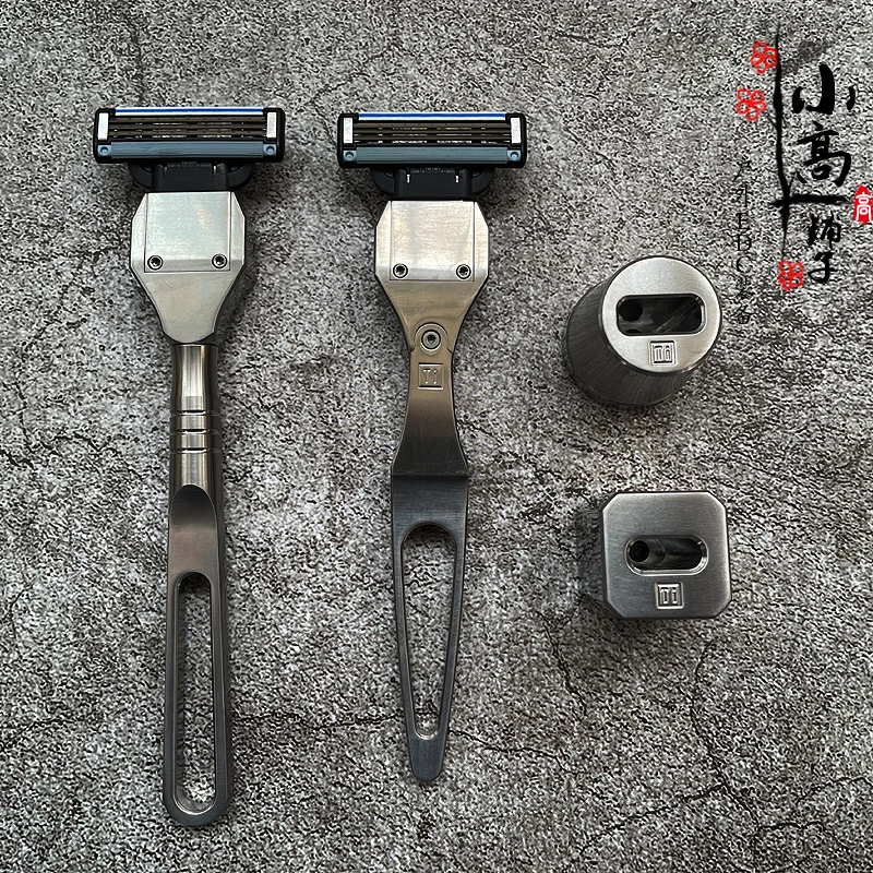 Titanium Alloy Manual Traditional Simple Shaver Razor with Base