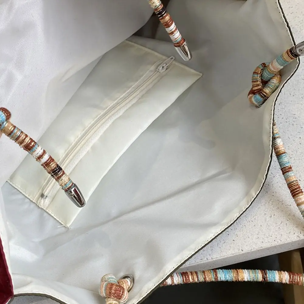 

Printed Cashew Flower Canvas Bag Retro Large Capacity Ethnic Style Shoulder Bag Lightweight Shopping Bag Women's Handbag Beach