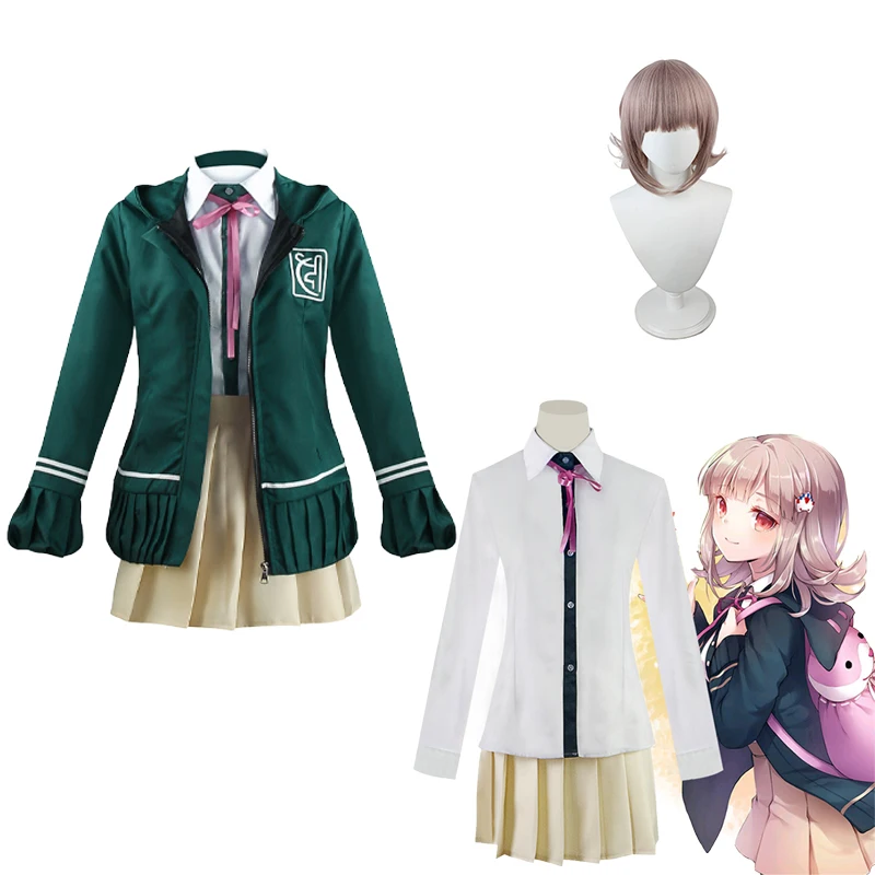 Anime DanganRonpa Nanami ChiaKi Cosplay Costume Women Halloween Party Jacket Shirt Skirt Super Dangan Ronpa School Uniform Sets