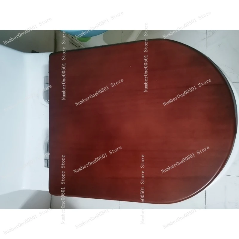 

Universal Thickened Seat Ring, Solid Wood Toilet Seat Cover, Black Walnut, Stainless Steel, Cushioning, Sagging Hinge Seat