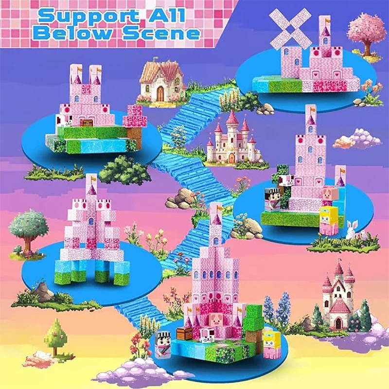 IN stock Exclusive 2026 New Princess Castle Magnetic Blocks - Fantasy Girl Mine World Magnet Cube Educational Birthday Gift Toy