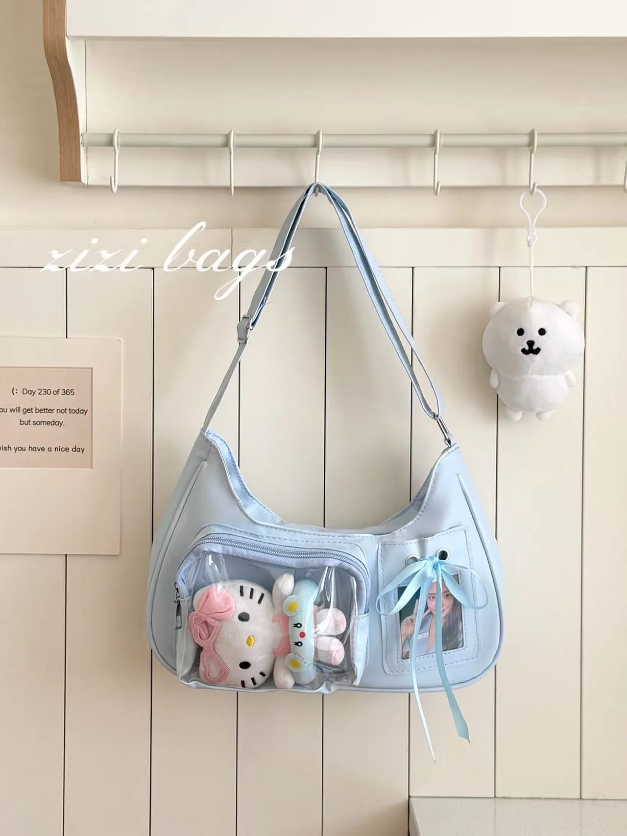 Y2K Harajuku Damen Schultertasche Koreanische Transparente Ita Schul-Umhängetasche Preppy Handtasche Japanische Designer-Damentasche – Detail 4