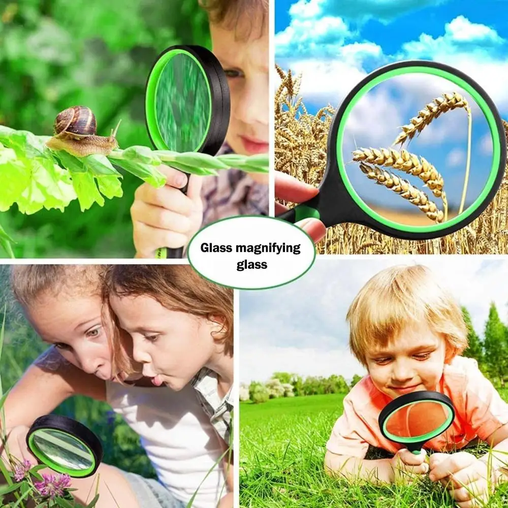 

Round Silicone Handheld 10x High-definition Magnifying Glass For Elderly And Children Observation Reading Identification To I9Y3