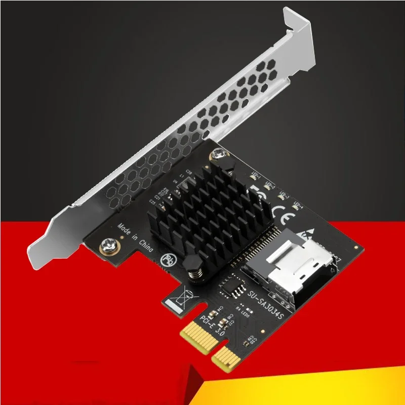 Adaptador pcie pci-e pci express x1 para mini sas 8087 controlador placa de expansão 4 portas sata 3 6g ssd chi um riser de mineração adicionar no cartão