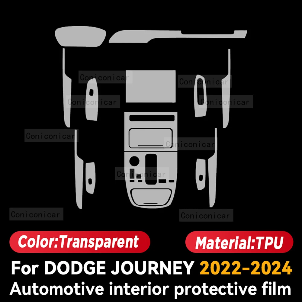 TPU For DODGE JOURNEY 2022-2024 Transparent Protective Film Car Interior Central Control Navigation Panel Cover Accessories