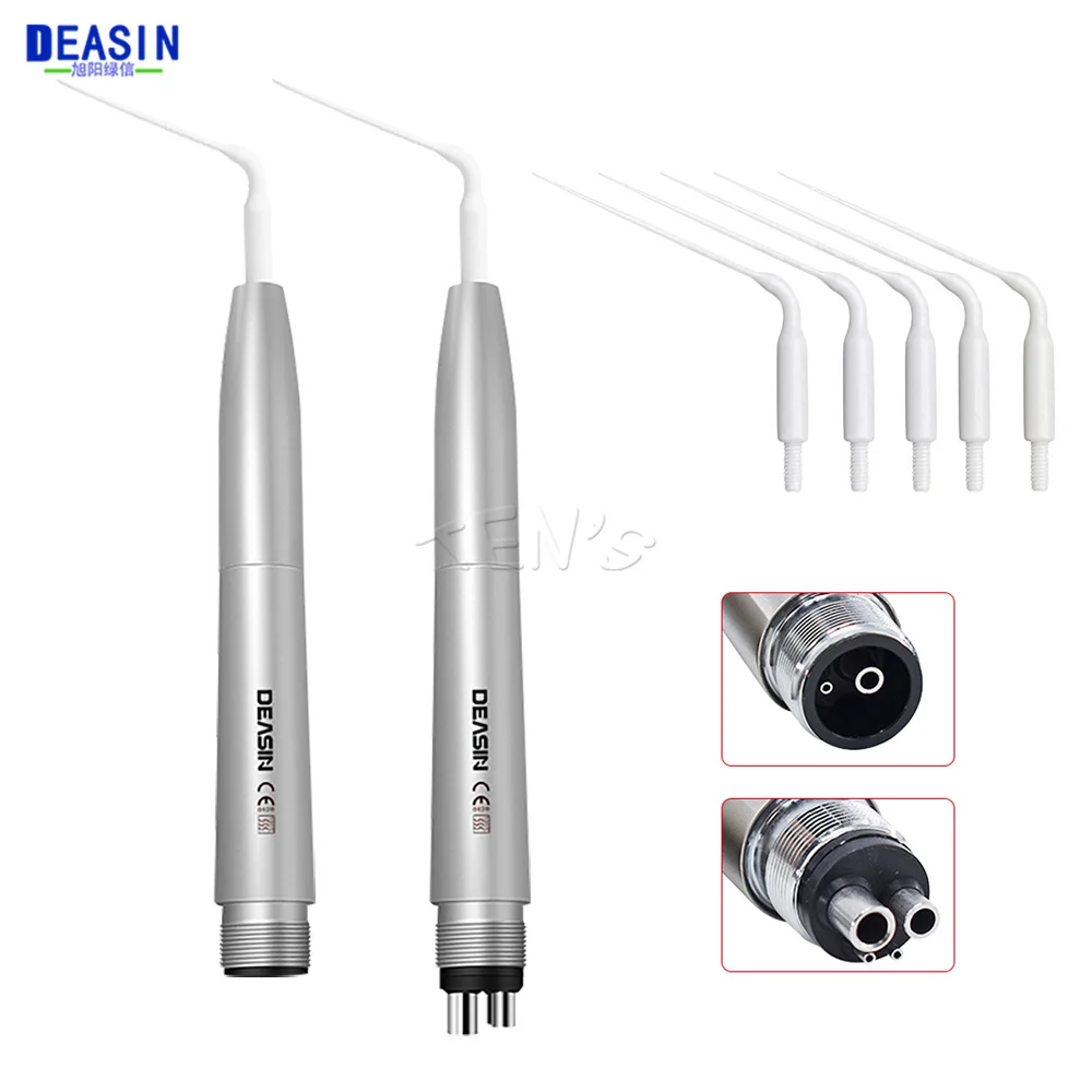 

New Dental 2/4 Holes Air Scaler Activator Handpiece Activation Irrigation Perio Scaling With 5 Tips Tooth Cleaner Dentistry Tool