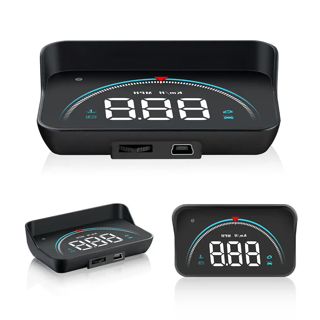 Computer Speedometer LED Display Dash Digital Speedometer Auto Windshield HUD with Vehicle Speed Alarm for OBD2