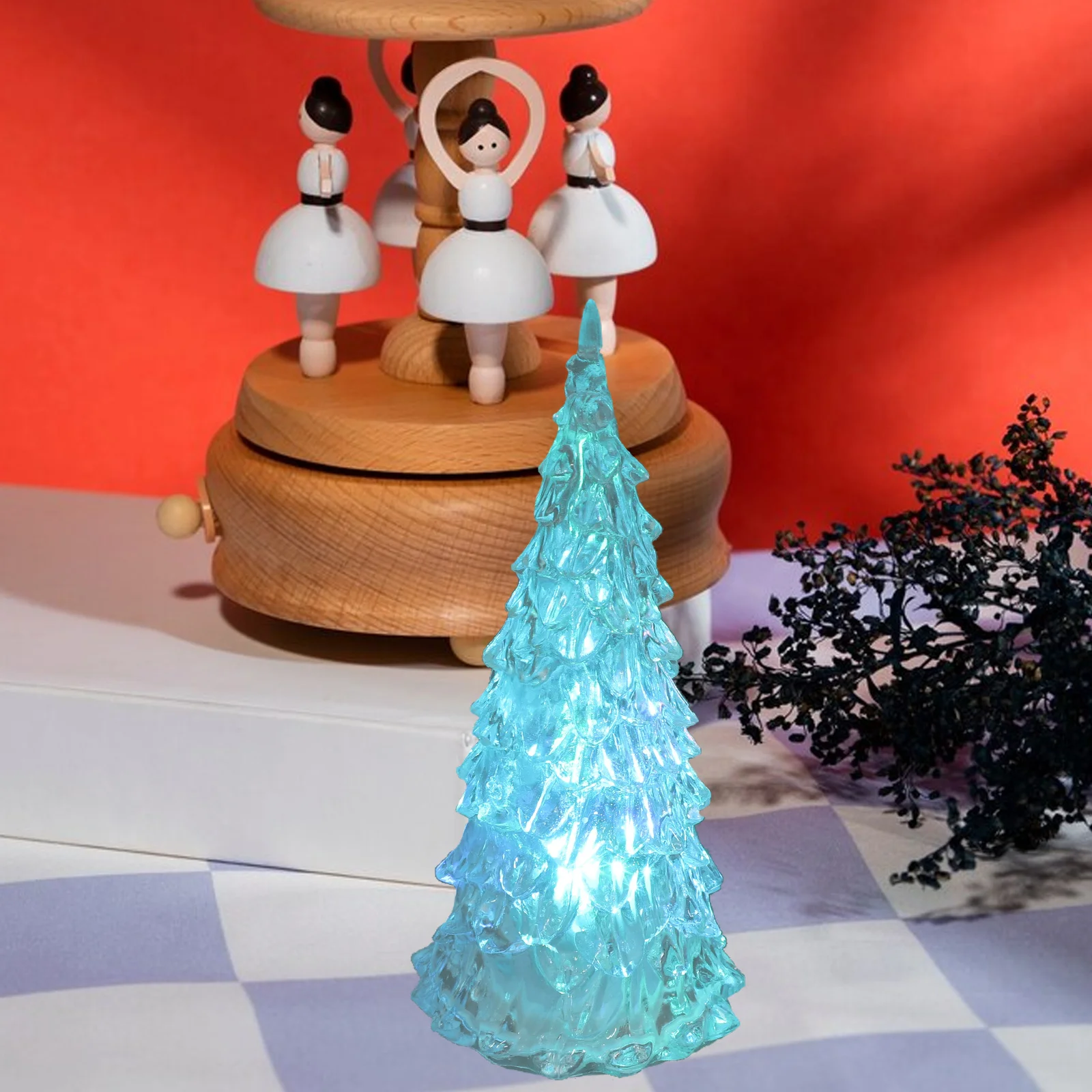 

5Pcs Christmas LED Mini Trees Colorful Glowing Acrylic Light Up Tabletop Holiday Decorations Small Christmas Tree Ornament