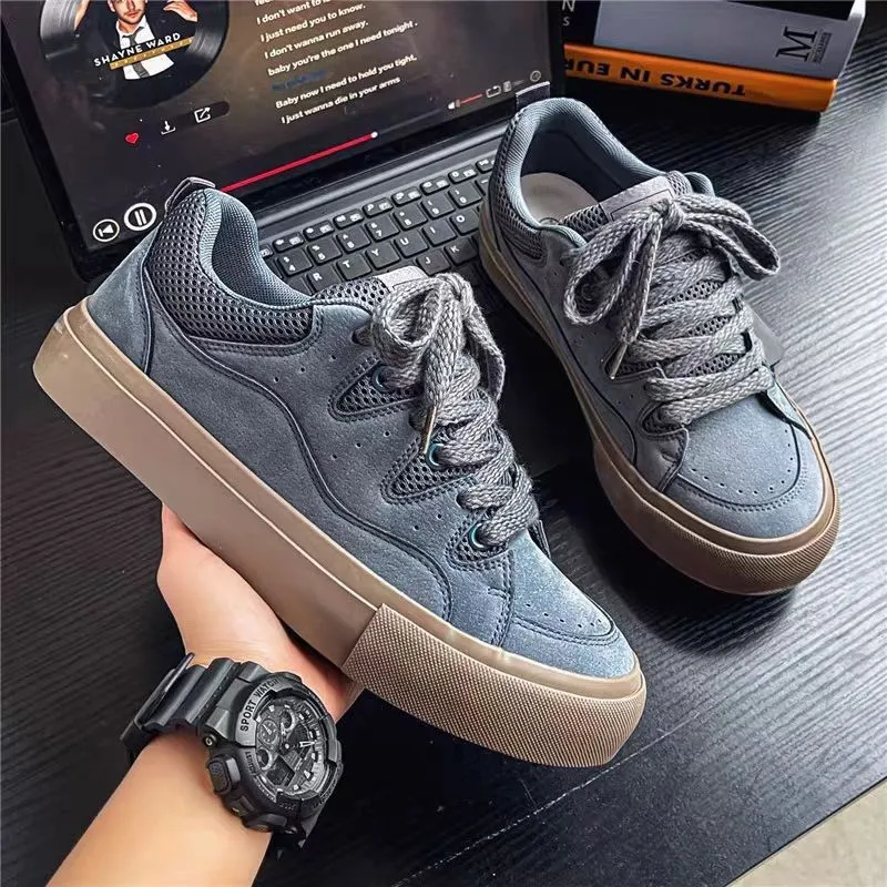 أحذية خبز رجالية عصرية باللون الأحمر الخمري النسخة الكورية متعددة الاستخدامات على طراز هونج كونج أحذية تزلج رياضية وترفيهية للرجال #5