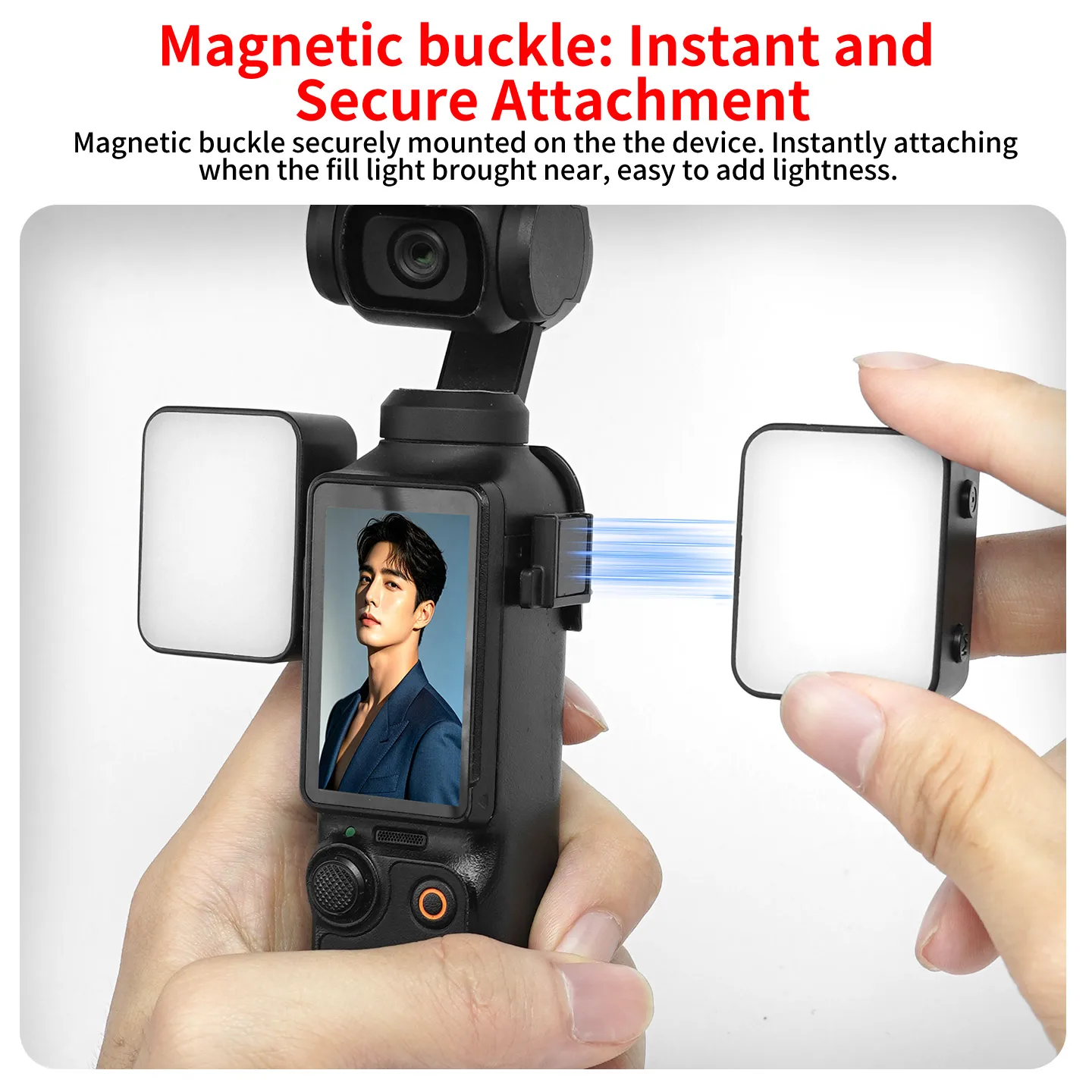 Magnetic Dual LED Fill Light For DJI Osmo Pocket 4/3, 3 Brightness 3 Color Temperature Portable Vlog Video Lamp Type-C Charging