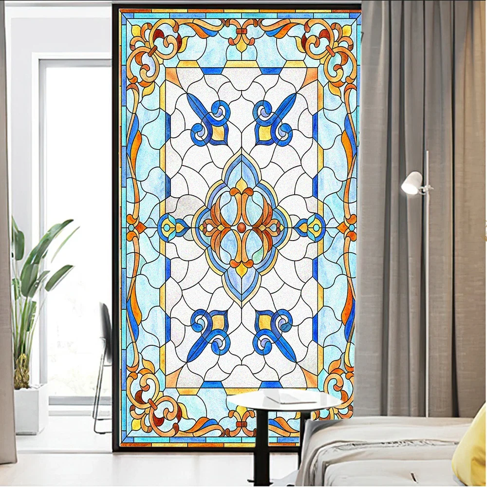 

Window Privacy Film Cathedral Glass Non Adhesive Gstained Glass Window Film Window Coverings for Homedecor
