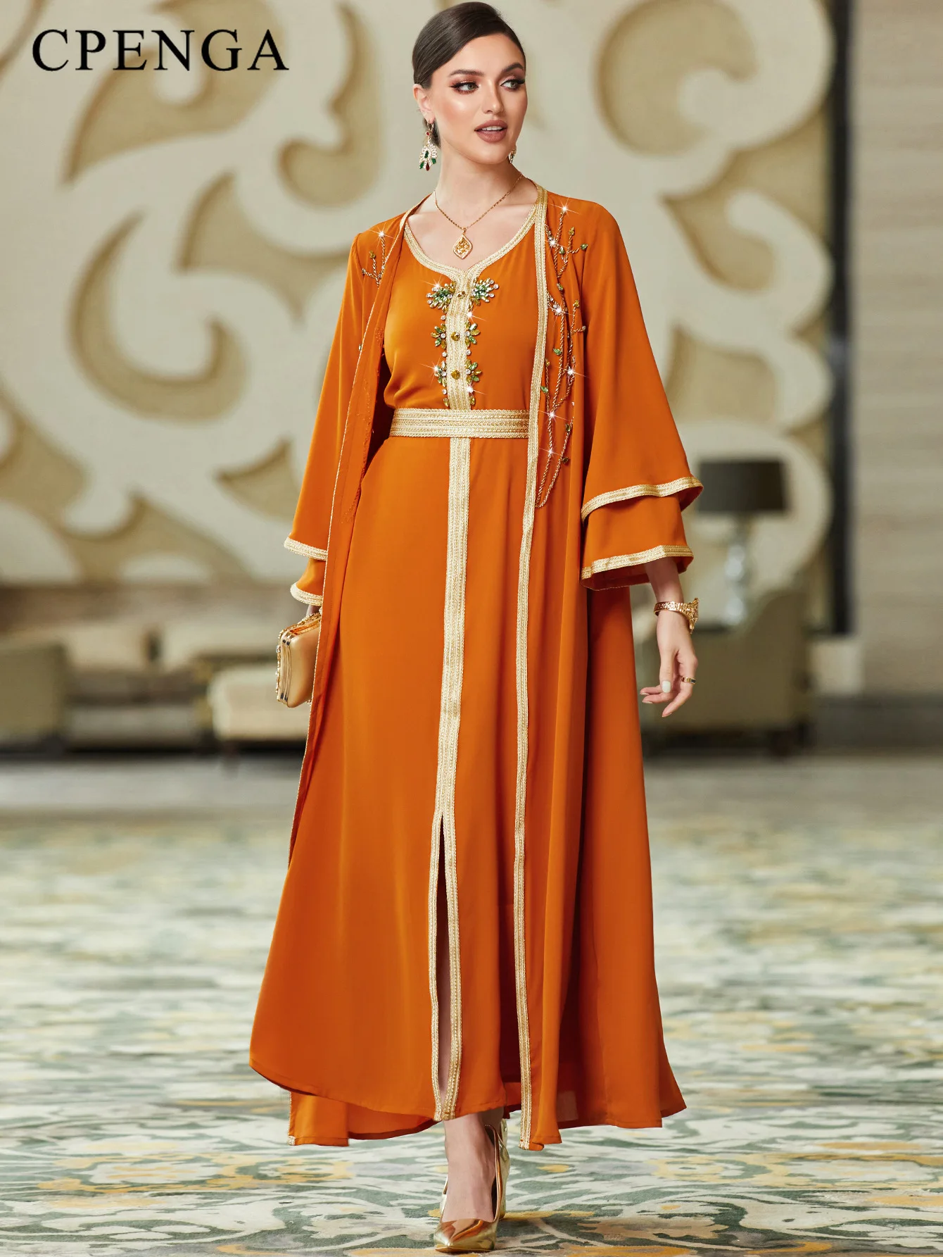 Women Dubai Abaya Jalabiya Marocain Luxury Moroccan Kaftan Turkey Dress Muslim Arabic Femme Party Dresses Eid Islamic Clothing