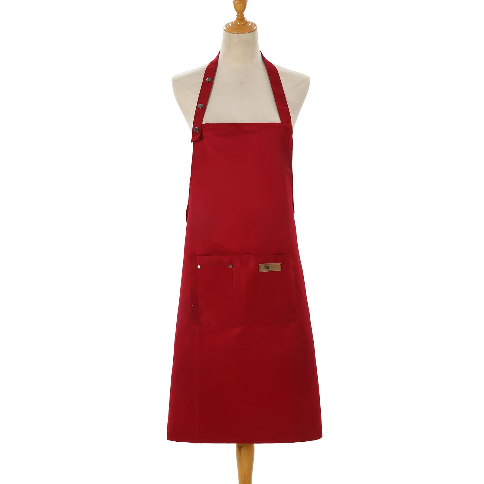 Kitchen household apron rivet decoration solid color household neck apron oil stain resistant cooking apron