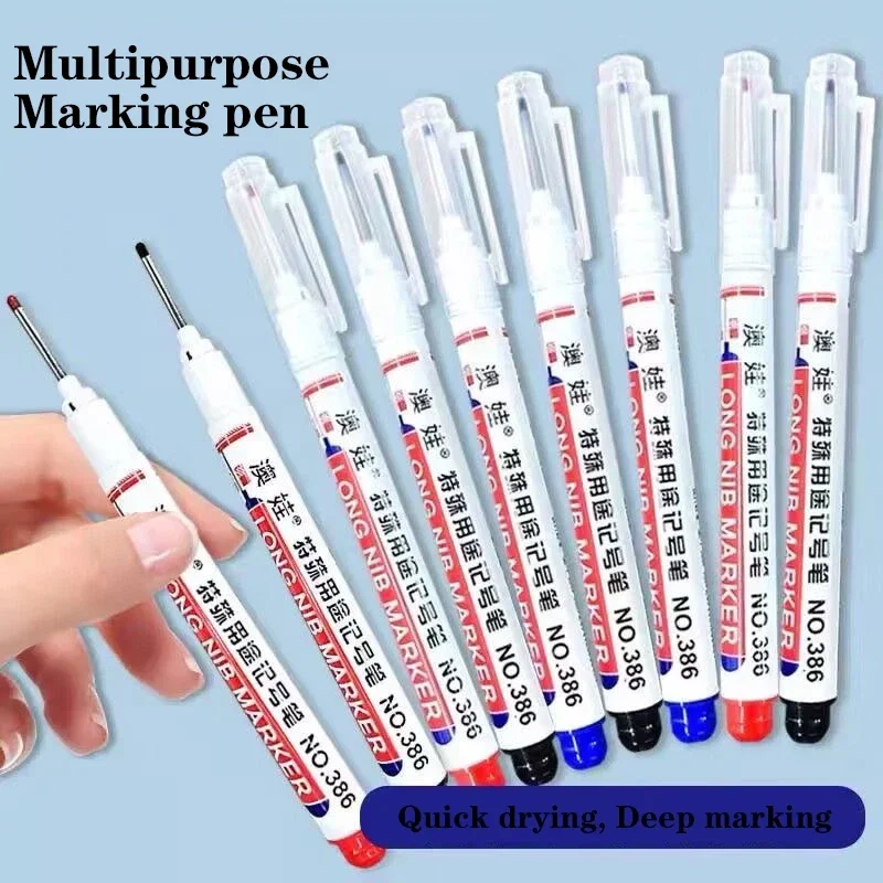 6Pc Long Head Waterproof Marker Pen Deep Hole Marker Special Marking Pen Multi-Purpose Oil-Based Pen for Woodworking Tile view 3