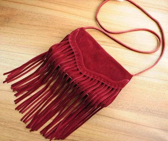 TEELYNN Boho Brown Fringe Small Bag For Women Vintage Frosted Genuine Leather Crossbody Hippie Gypsy High Quality Tassel Bags