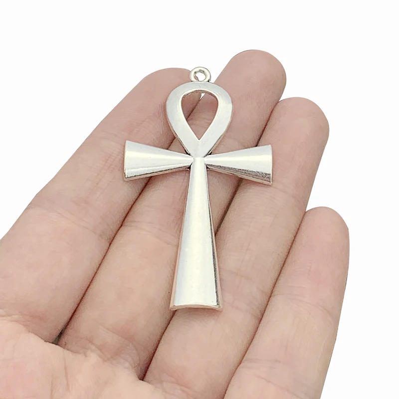 

10 x Antique Silver Color Tone Ankh Egyptian Cross Charms Pendants for DIY Necklace Jewellery Making Finding Accessories 54x31mm