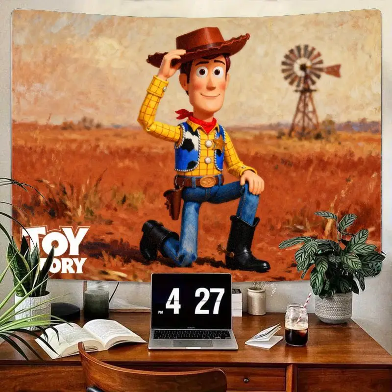 

1 шт., настенный гобелен «История игрушек Вуди Вестерн», современный декор из полиэстера для детской комнаты и гостиной, подарок для любителей кино