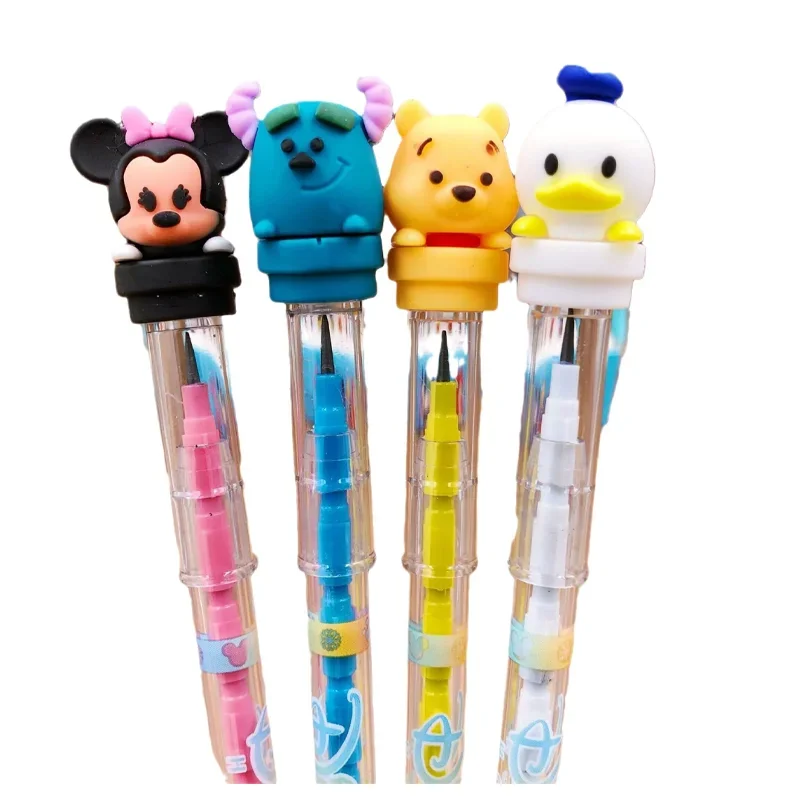 Imagem -06 - Disney Cartoon Silicone Bullet Pencil Lápis Cut- Desenho Papelaria Estudante Material Escolar Presentes de Escrita Uma Caixa 56 Pcs