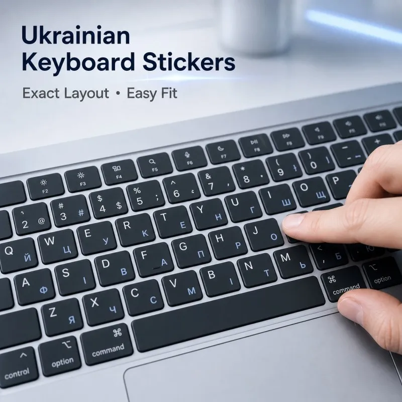 Ukrainian Keyboard Transfer Stickers Us Qwerty Waterproof Pvc Keycap Labels Decal for Laptop Desktop Pc Key Replacement