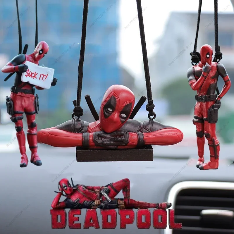 2024 Movie Deadpool Wolverine Car Rearview Mirror Pendant SUCK IT Car Pendant Interior Accessories Mini Model Toys Action Figure