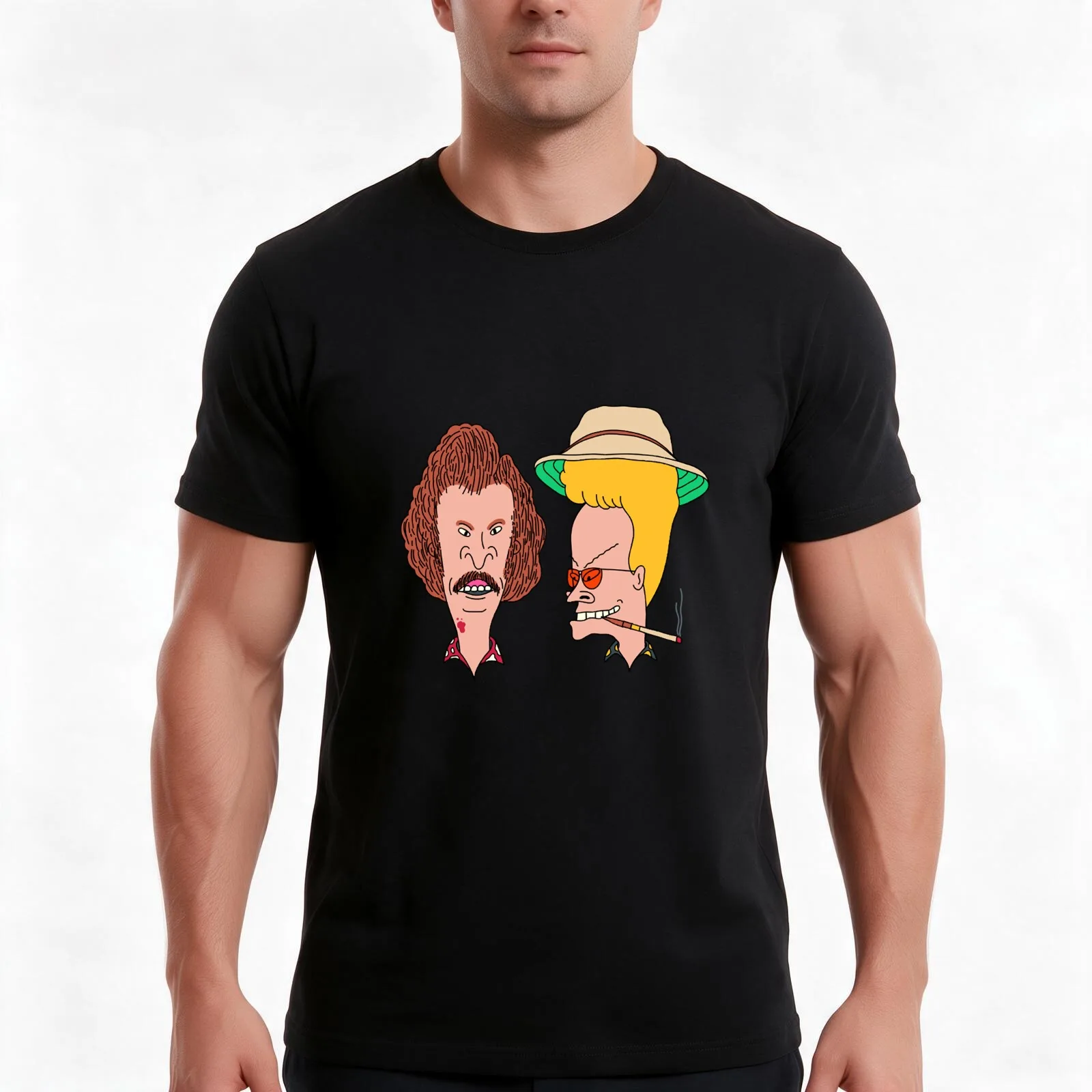 Beavis and Butthead in the style of Fear and Loathing in Las Vegas T-Shirt, Summer Casual Cotton Tee, Oversized Streetwear Tops