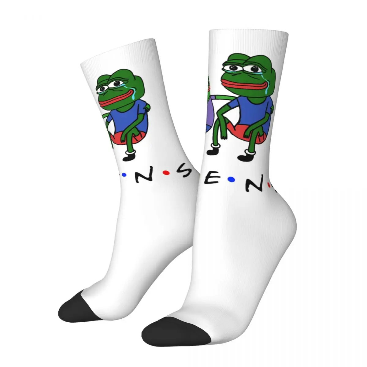 Hip Hop Retro Frens Crazy Men's compression Socks Unisex Pepe Frog Animal Street Style Pattern Printed Funny Happy Crew Sock