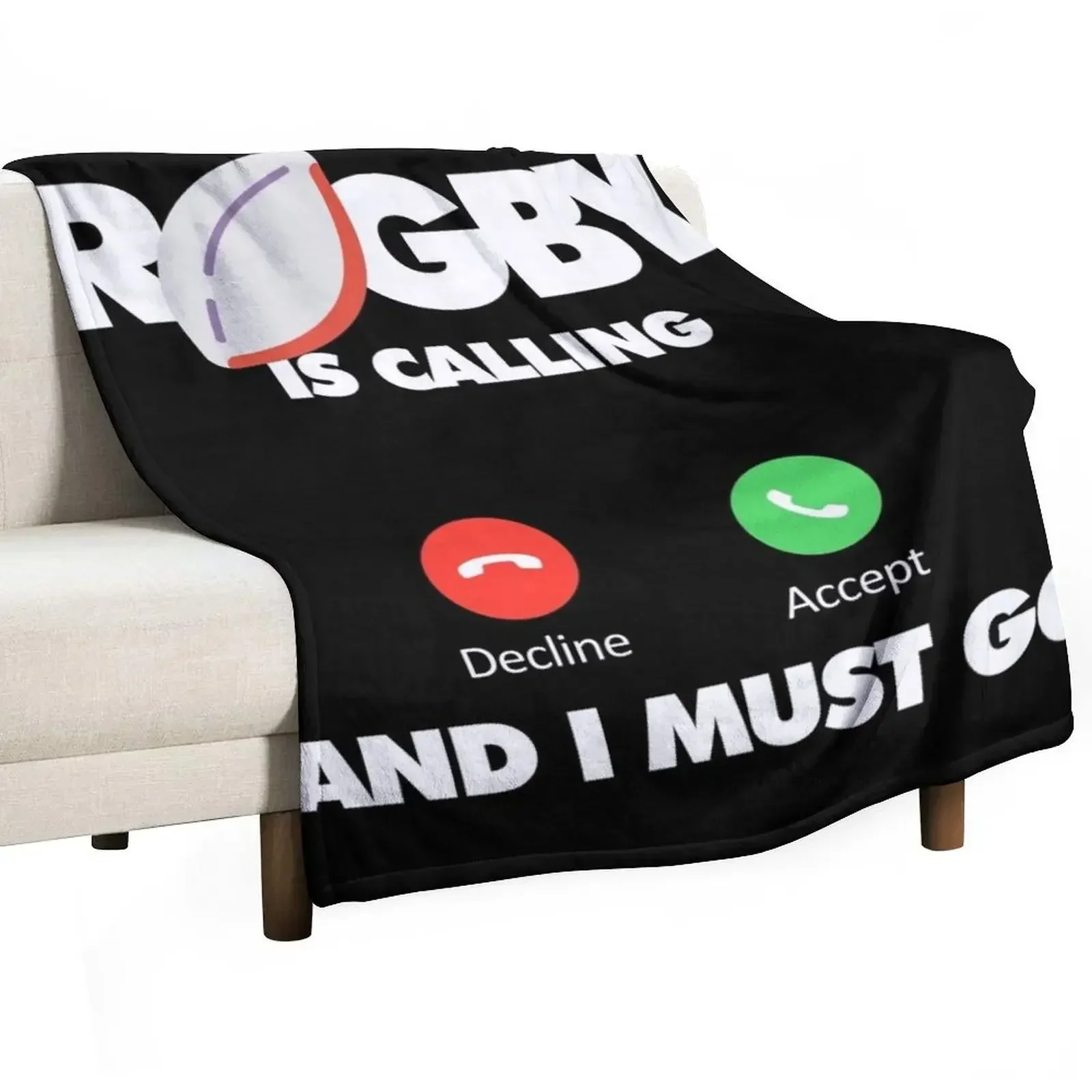 

Rugby is calling and I must go, Funny Sport Player Throw Blanket for sofa Flannels Blankets