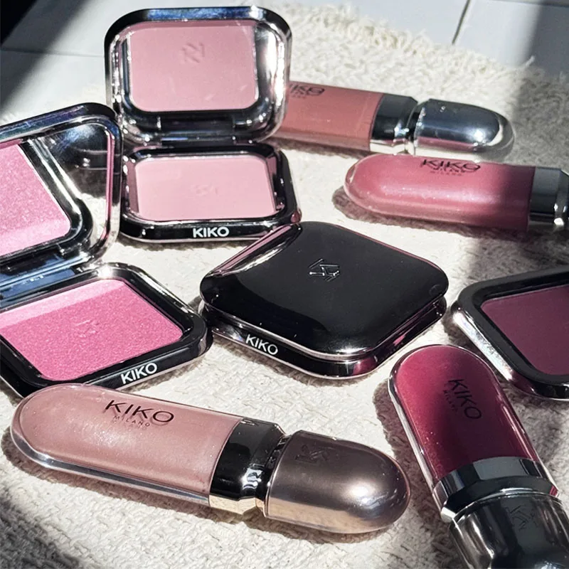 KIKO Unlimited Blush Monochrome Powder Blusher 6 Colors and Unlimited Double Touch Lip Gloss Limited Edition 25 Colors 3D Hydra