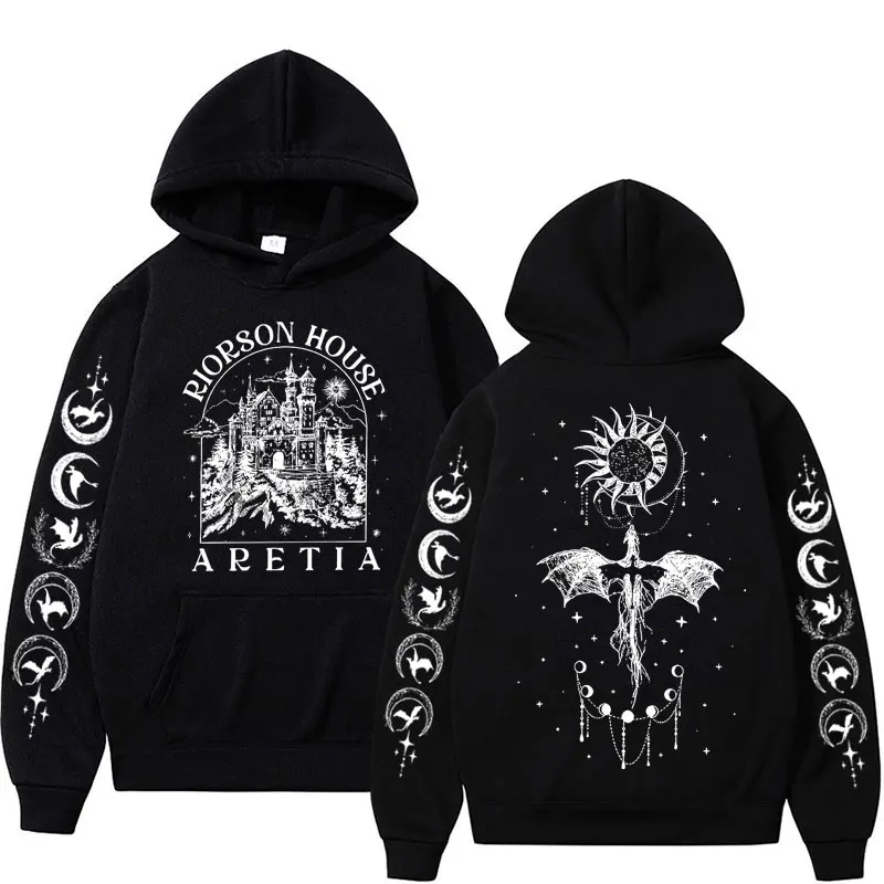 Men's Xaden Riorson House Hoodie Iron Flame Dragon Knight Fourth Wing Emblem Fashionable Cool Loose Autumn-Winter Warm Hoodie