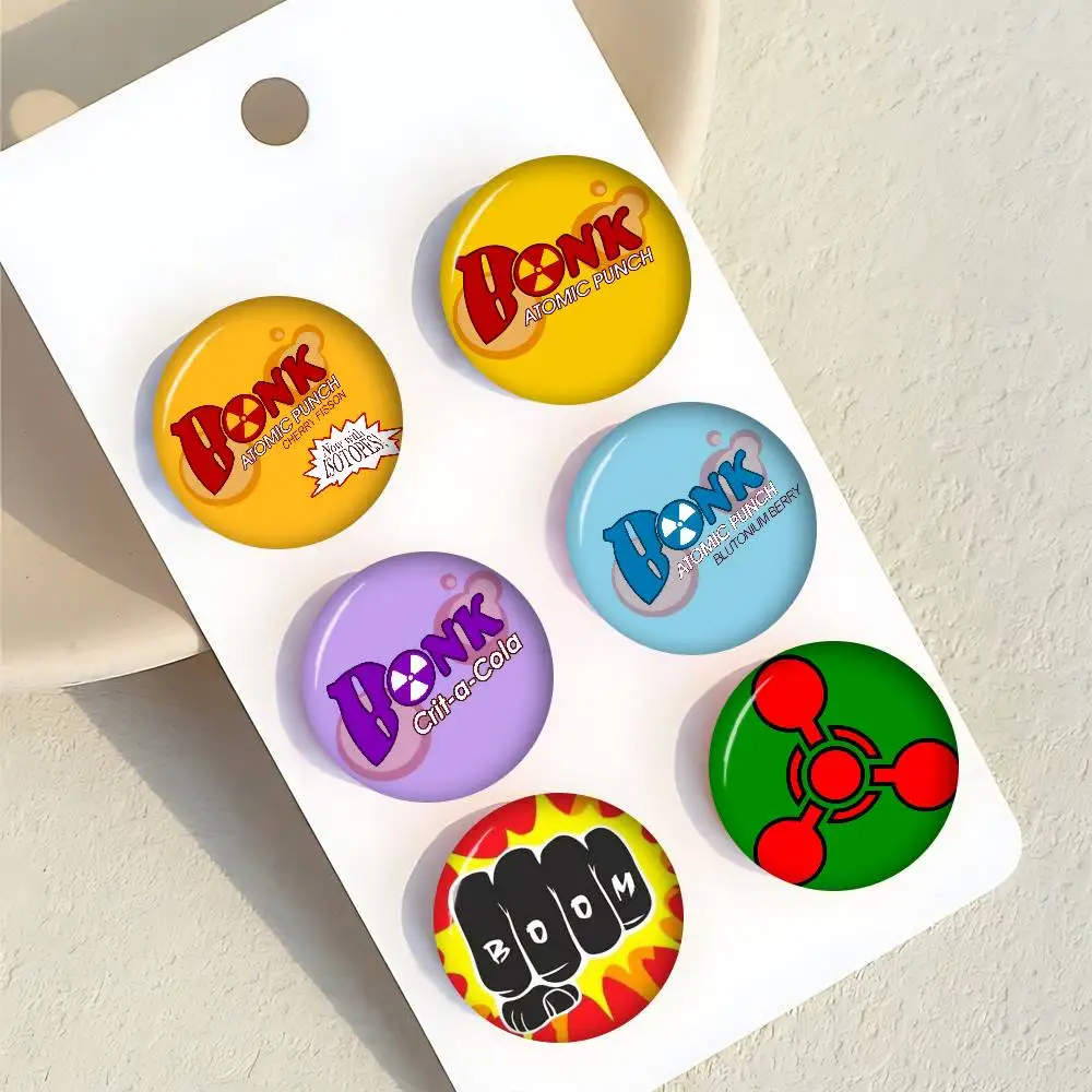 Figuren-Icon-Abzeichen Handgefertigte Zinnbrosche für Rucksack Kleidung Brustverzierung Geschenke TF2 Bonk! Atomic Punch Logo