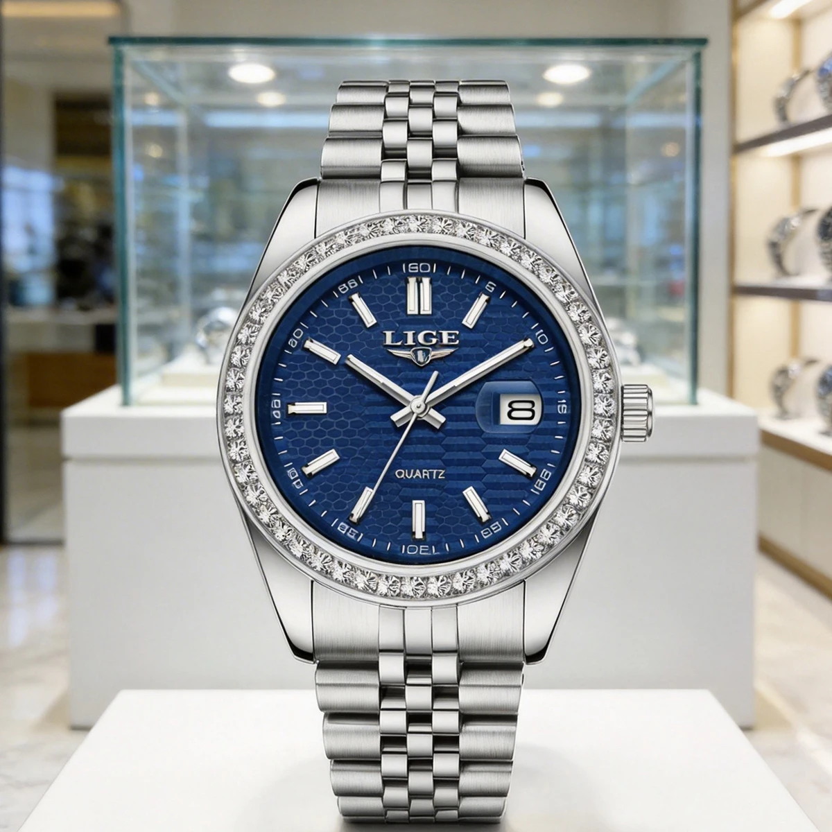 

Мужские кварцевые часы LIGE, роскошные часы из нержавеющей стали, водонепроницаемые, светящиеся, с датой, повседневные наручные часы для мужчин