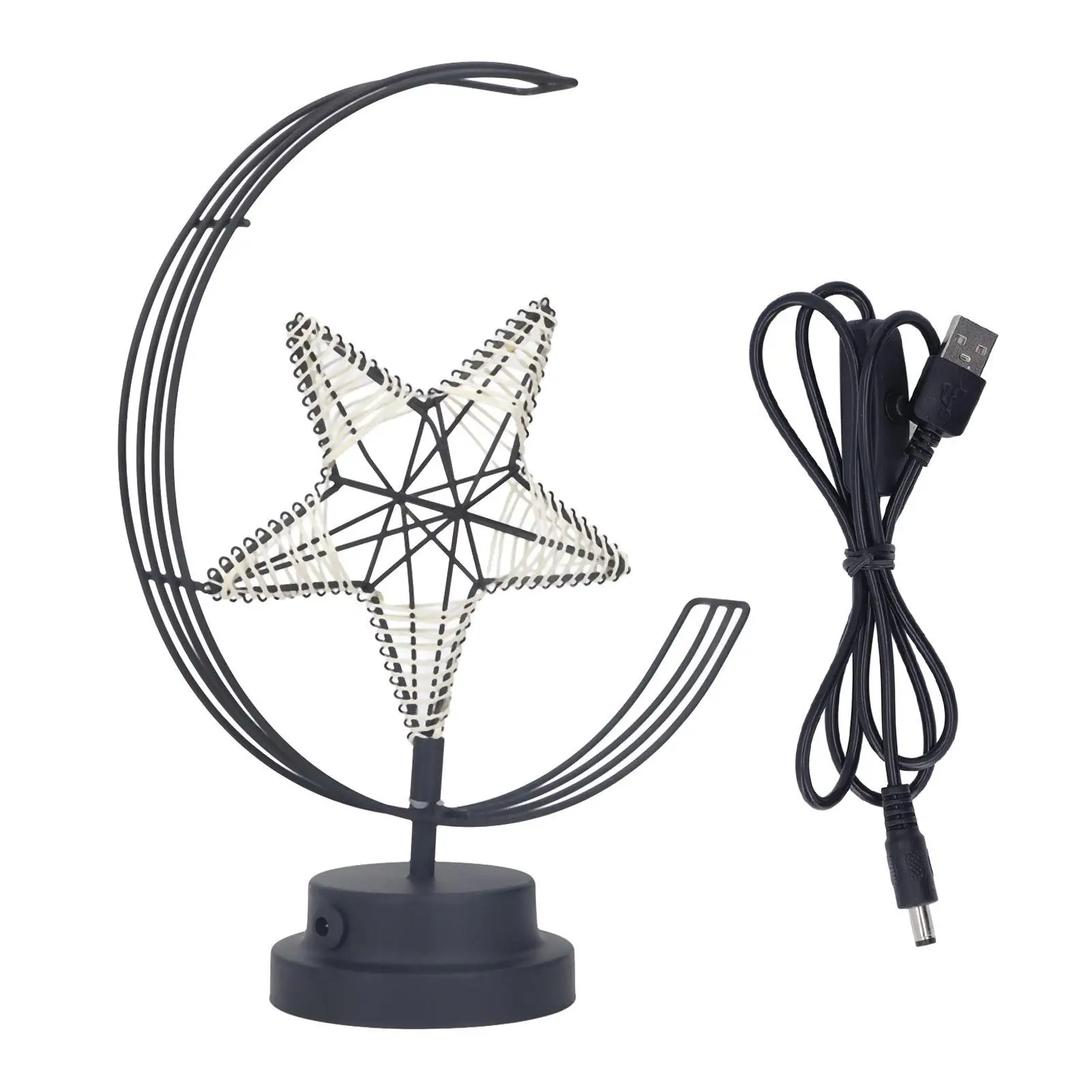 

Vintage Iron Star Lamp with Cotton Thread Design, Romantic LED Bedside Table Light - USB Powered Decor